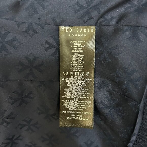 Ted Baker Eliaanna Cropped Jacket in Blue, Gold Zipper, Size 1 (XS) - Picture 3 of 4